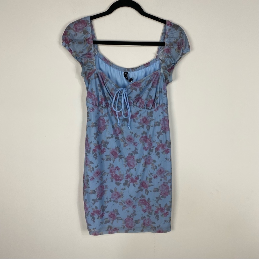Motel Rocks Blue and Purple Floral Mini Dress